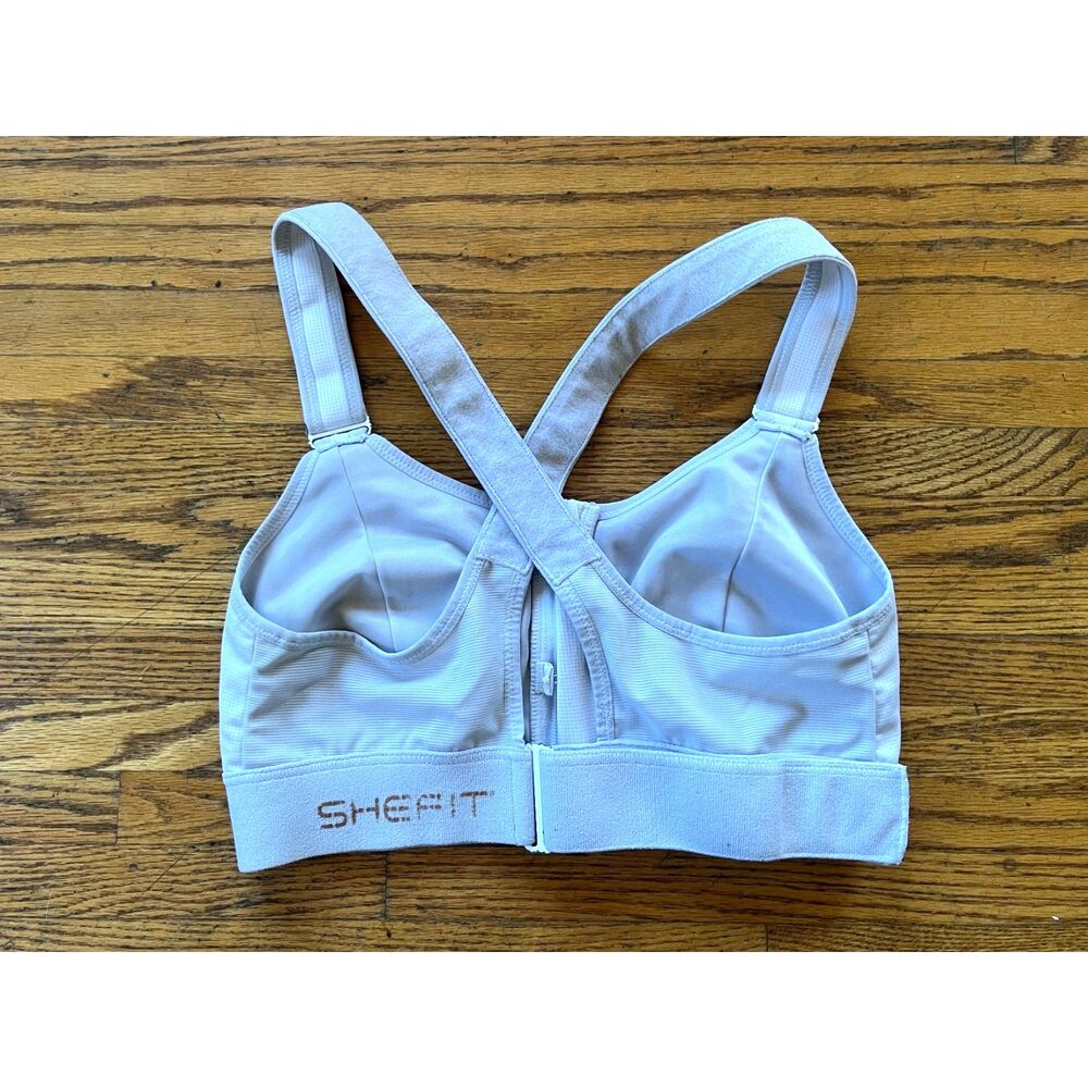 SHEFIT White Strap Sports Bra Zip Top Women's Size Large - Picture 5 of 9
